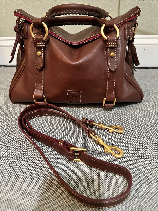 Dooney & Bourke Handbags - Dooney & Bourke Florentine Large Satchel Chestnut Leather Crossbody EUC